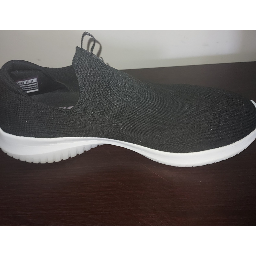 Skechers Womens Knit Sneakers 10M Slip Ons Ultra Flex First Comfort Black White - Picture 5 of 13
